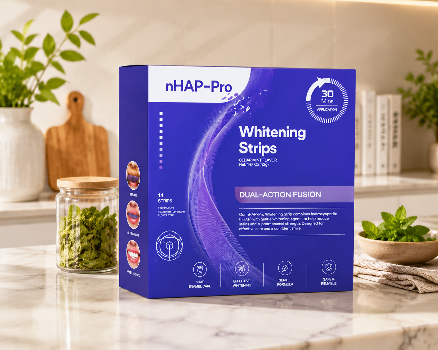 🏆Flash Sale-Purple Whitening Strips🦷Non Sensitive Teeth Whitening , Peroxide-Free-ABB8