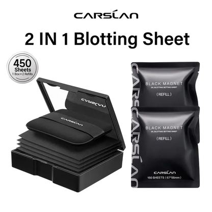 CARSLAN Black Magnet Oil Blotting Setting Sheet With Powder More Control Oil Keep Fresh