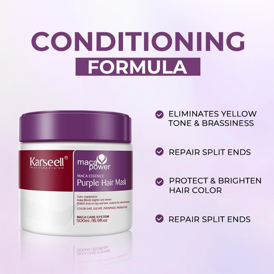 Karseell Purple Hair Mask Professional Neutralizes Brass &amp; Yellow Tones For Blonde Silver Gray Highlighted Hair