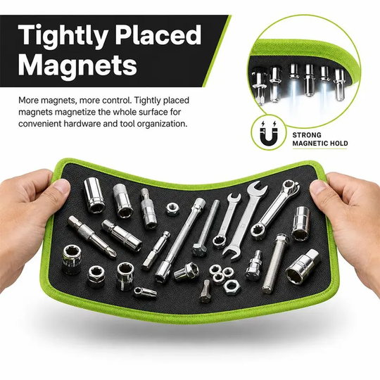【BackToSchool】3PC Flexible Magnetic Tool Mat &amp; Tray Holder Set - Flexible Set for Garage Users, PVC Non-Slip Tool Storage for Auto Repair, Father&