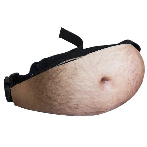🥳Dadbag | Realistic Fake Beer Belly Bum Bag | Funny Dad Bod Waist Pack | Novelty Gag Gift for Men | With Belly Button &amp; Hairy Chest | Adjustable Black Strap