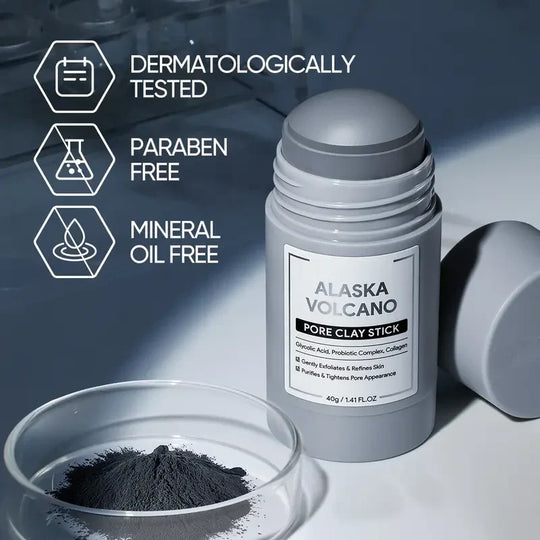 Alaska Volcano Pore Clay Stick – Blackhead Remover Face Mask, Deep Pore Cleansing &amp; Gentle Exfoliating Mud Mask