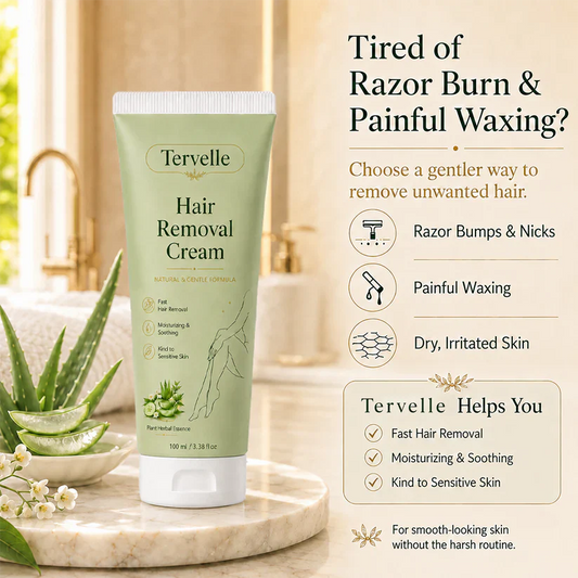 Tervelle™ Premium Depilatory Cream for Women and Men | Natural Gentle Hair Remover