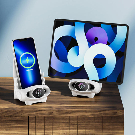 🪑 50% OFF NOW! 📱 Mini Chair Phone Holder with Wireless Charger - 15W Fast Charging, Adjustable Viewing Angles for Desk/Car/Home Use ⚡✨