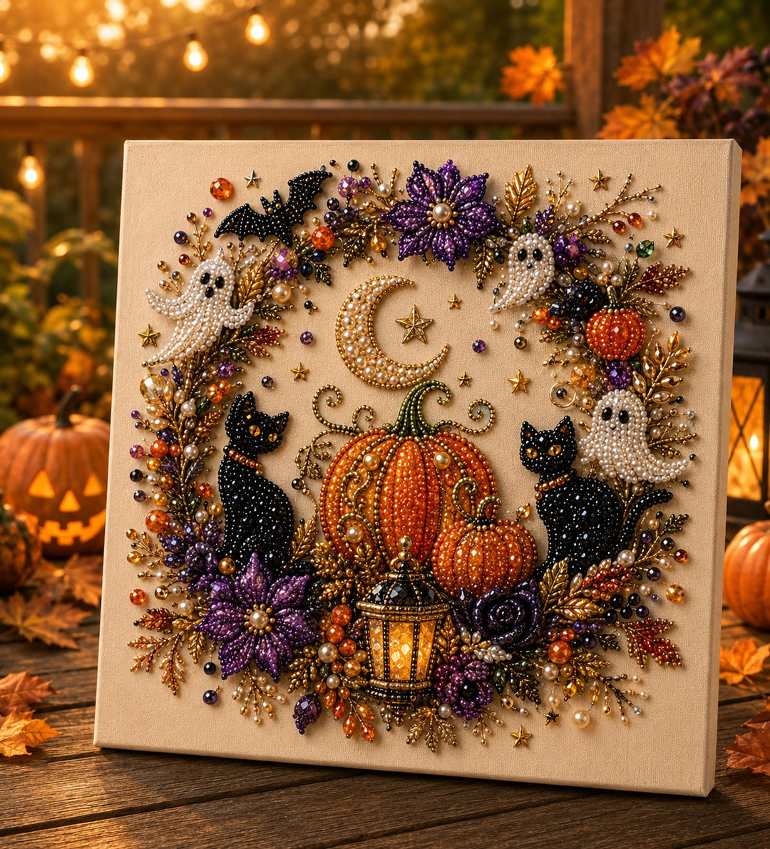 Last Day 49% OFF Halloween Pearl Painting Kit – 5D DIY Beaded Art Craft Set with Full Tools  | Spooky Pumpkin, Witch &amp; Black Cat Design  | Festive Wall Decor &amp; Unique Gift for Adults &amp; Teens