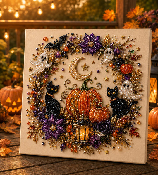 Last Day 49% OFF Halloween Pearl Painting Kit – 5D DIY Beaded Art Craft Set with Full Tools  | Spooky Pumpkin, Witch &amp; Black Cat Design  | Festive Wall Decor &amp; Unique Gift for Adults &amp; Teens