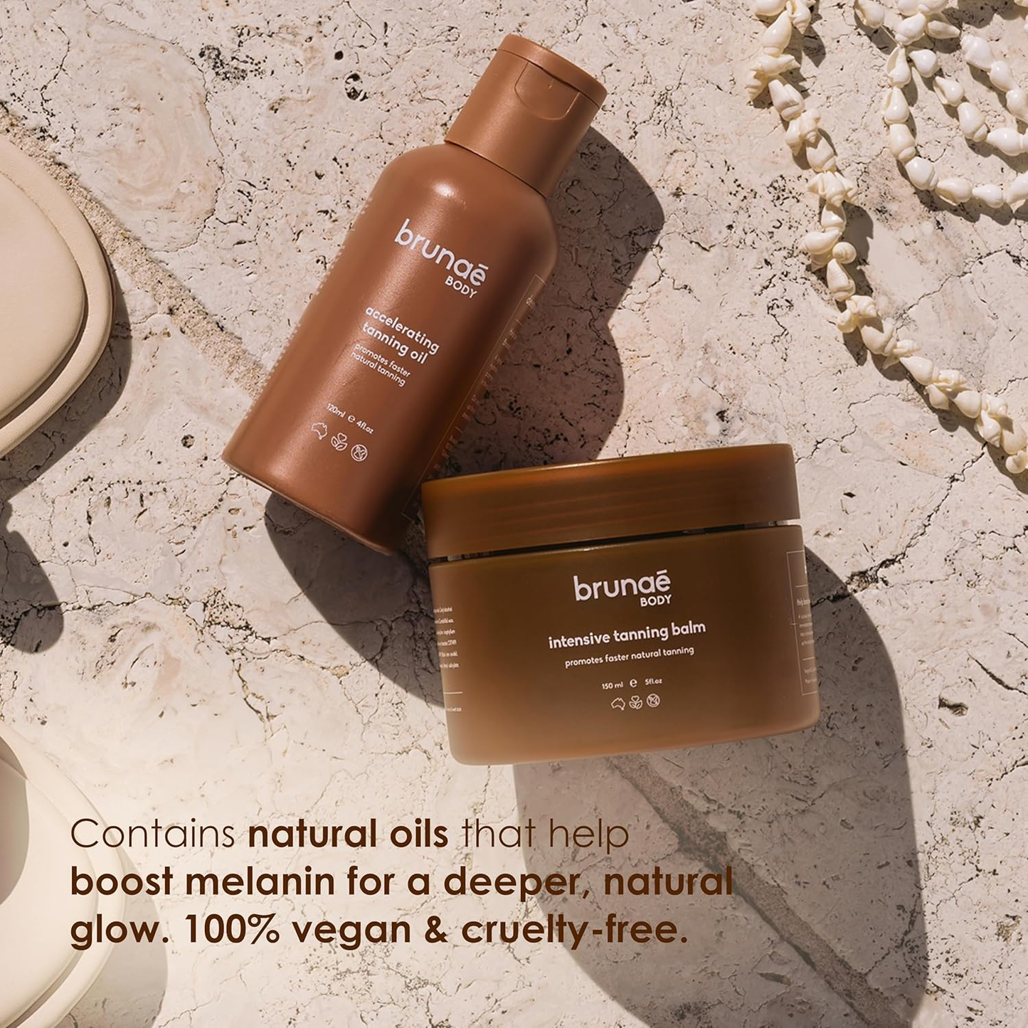 Brunae Body Tanoholic Duo - Accelerating Tanning Oil & Tanning Balm for Faster, Deeper Tan
