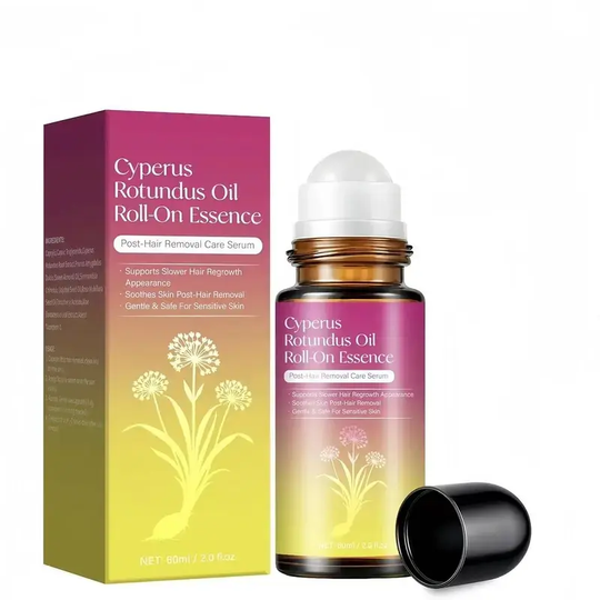 Cyperus Rotundus Oil Roll-On Essence, Post-Hair Removal Care Serum, Helps Slow Hair Regrowth, Soothes and Calms Skin, Gentle for Sensitive Skin