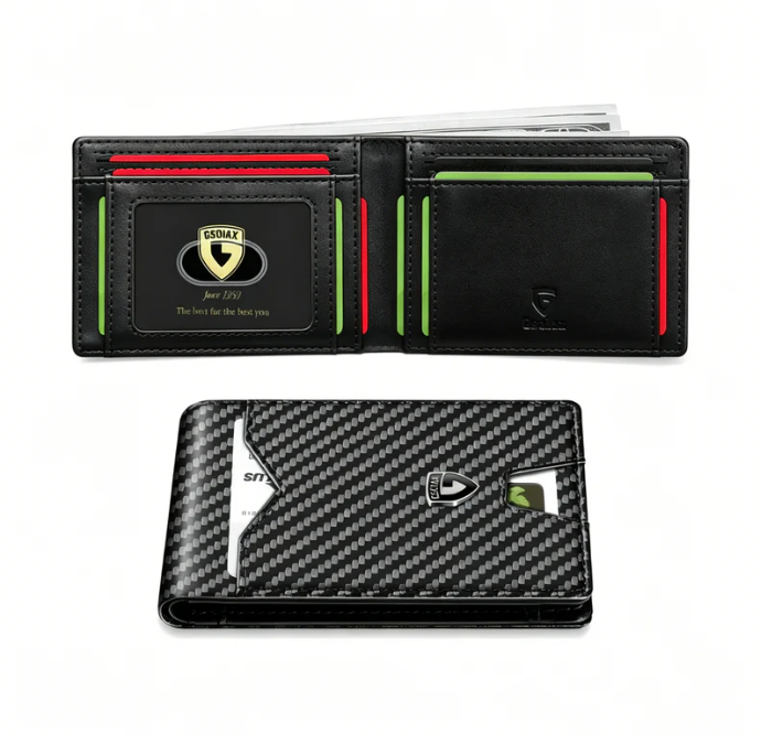 Limited-Time Discount!!🏆RFID-Blocking Leather and Carbon Fiber Credit Card Holder