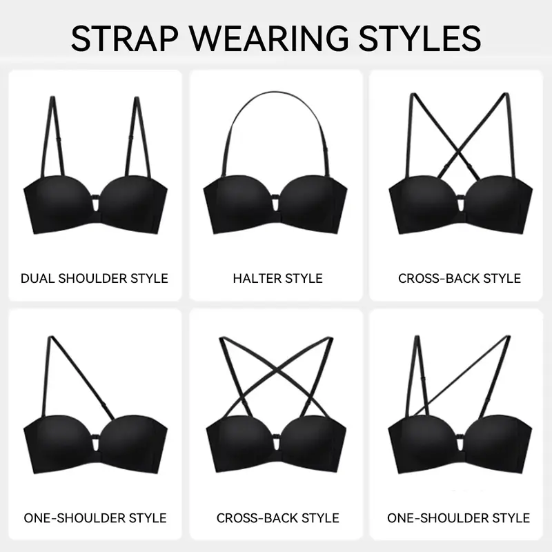 LUCKMEEY Womens Strapless Front Closure Bra Push Up Lift Bra Padded Add Cup