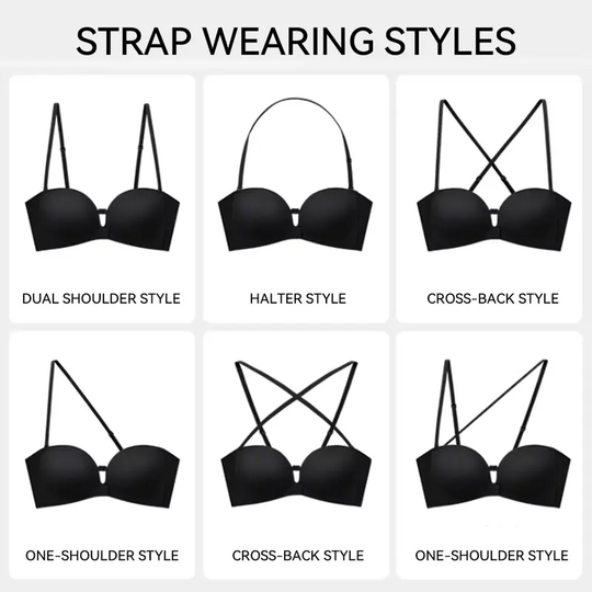 LUCKMEEY Womens Strapless Front Closure Bra Push Up Lift Bra Padded Add Cup