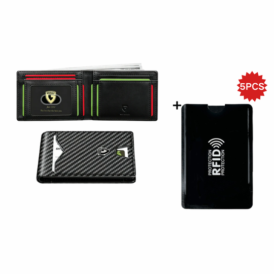 Limited-Time Discount!!🏆RFID-Blocking Leather and Carbon Fiber Credit Card Holder