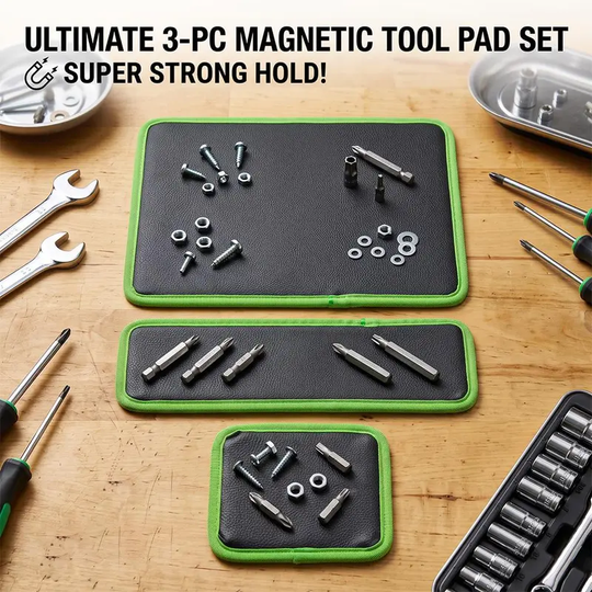 【BackToSchool】3PC Flexible Magnetic Tool Mat &amp; Tray Holder Set - Flexible Set for Garage Users, PVC Non-Slip Tool Storage for Auto Repair, Father&