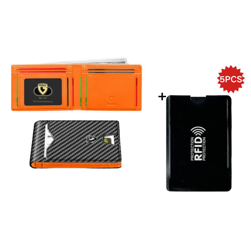 Limited-Time Discount!!🏆RFID-Blocking Leather and Carbon Fiber Credit Card Holder