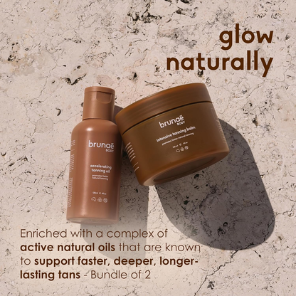 Brunae Body Tanoholic Duo - Accelerating Tanning Oil & Tanning Balm for Faster, Deeper Tan