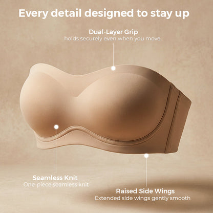 💞Womens Strapless Bras Push Up Bandeau Bra Non Slip Wireless Supportive Padded Bras Seamless Comfortable Tube Jelly Bra