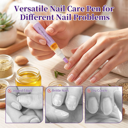 2 in 1 Cuticle Oil Pusher Pen with Ceramic Tip, Nail Cuticle Remover Nail Care Pen Tool for Dry Damaged Nails Hangnails Moisturize Polish Brighten