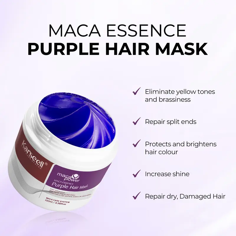 Karseell Purple Hair Mask Professional Neutralizes Brass &amp; Yellow Tones For Blonde Silver Gray Highlighted Hair