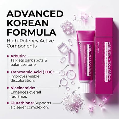 Official SOERA Korean Brightening Cream, Arbutin And Tranexamic Acid Facial Cream For Uneven Skin Tone