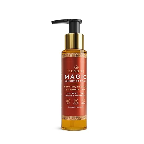 Besque Original Magic Body Oil, After Shower Body Oil For Women, Hydrating Skin Care For Full Body That Plumps, Tightens, & Firms Skin With Natural Ingredients
