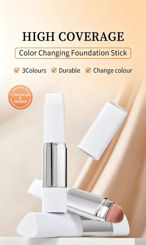[OFFICIAL PRODUCT] Cover Cream Stick V w/ Detachable Brush - Korean Skin Care Color-Changing Foundation Stick with Collagen Capsules