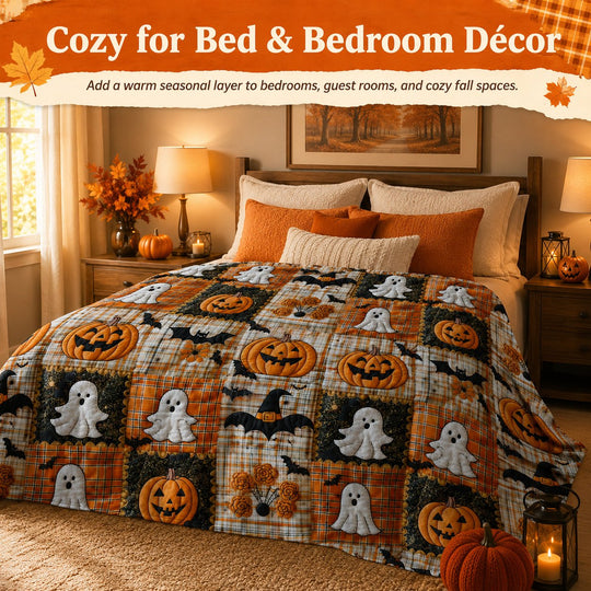 LAST DAY SALE 40%🏆Halloween Patchwork Flannel Blanket