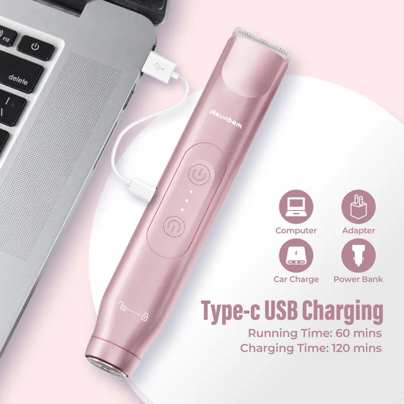 🚨 Pink GONE !! ACT FAST ⚡Bikini Trimmer for Women, Electric Shaver and Razor Rechargeable 2-in-1 Body and Facial Epilator, Underarms and Legs, IPX7 Waterproof