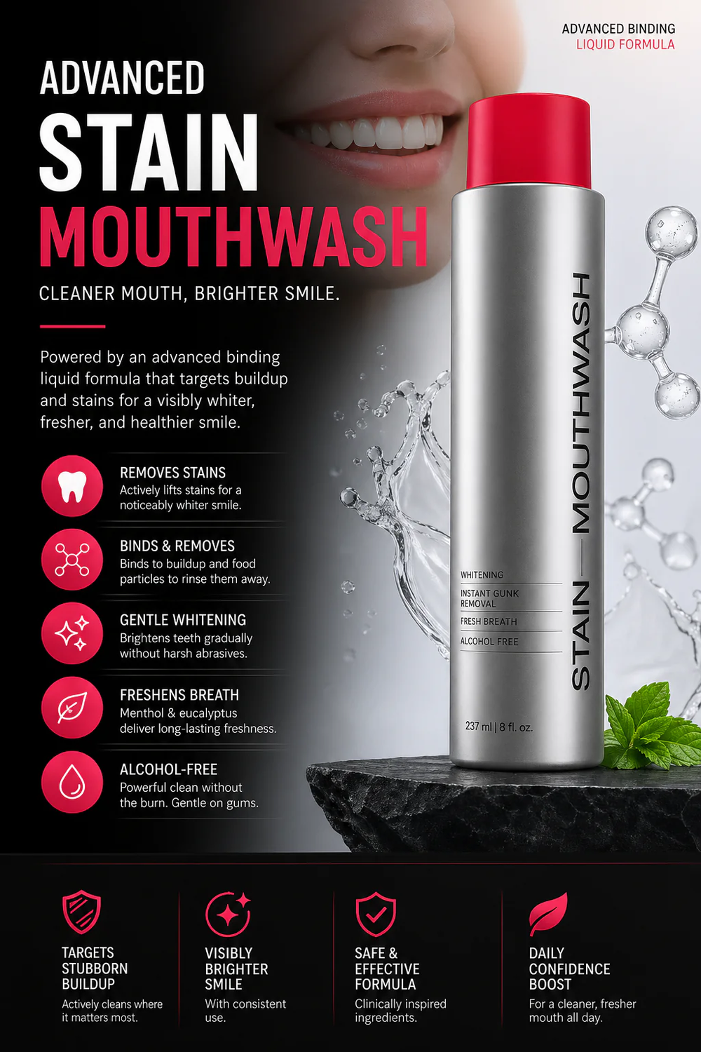 🏆2026 SALE -Advanced Stain-Lifting Whitening Mouthwash: Visible Debris Removal & Fresh Breath