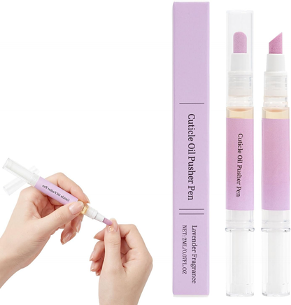 2 in 1 Cuticle Oil Pusher Pen with Ceramic Tip, Nail Cuticle Remover Nail Care Pen Tool for Dry Damaged Nails Hangnails Moisturize Polish Brighten