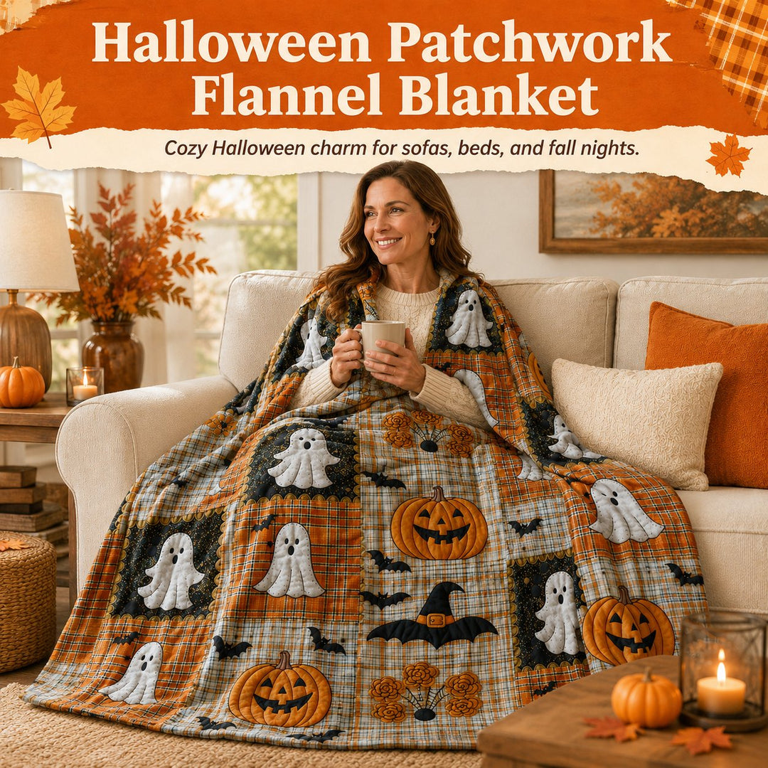LAST DAY SALE 40%🏆Halloween Patchwork Flannel Blanket