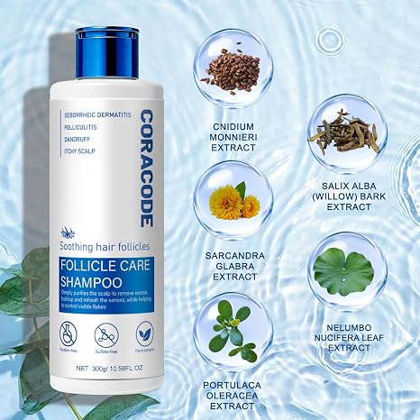Folliculitis Shampoo for Itchy, Flaky Scalp - Purifying Formula for a Soothed, Balanced Scalp &amp; Oily Scalp Care, Men &amp; Women