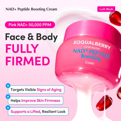 EQQUALBERRY NAD+ Peptide Boosting Cream – NAD+ 5% & 13 Peptides Anti-Aging Korean Skincare Face & Body Cream | Firming & Lifting Pink Neck Cream for Sagging Skin