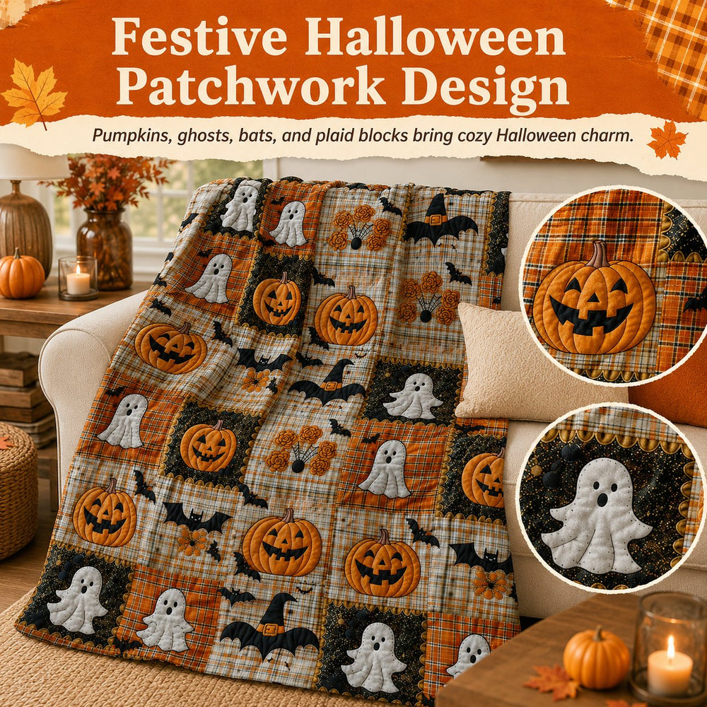 LAST DAY SALE 40%🏆Halloween Patchwork Flannel Blanket
