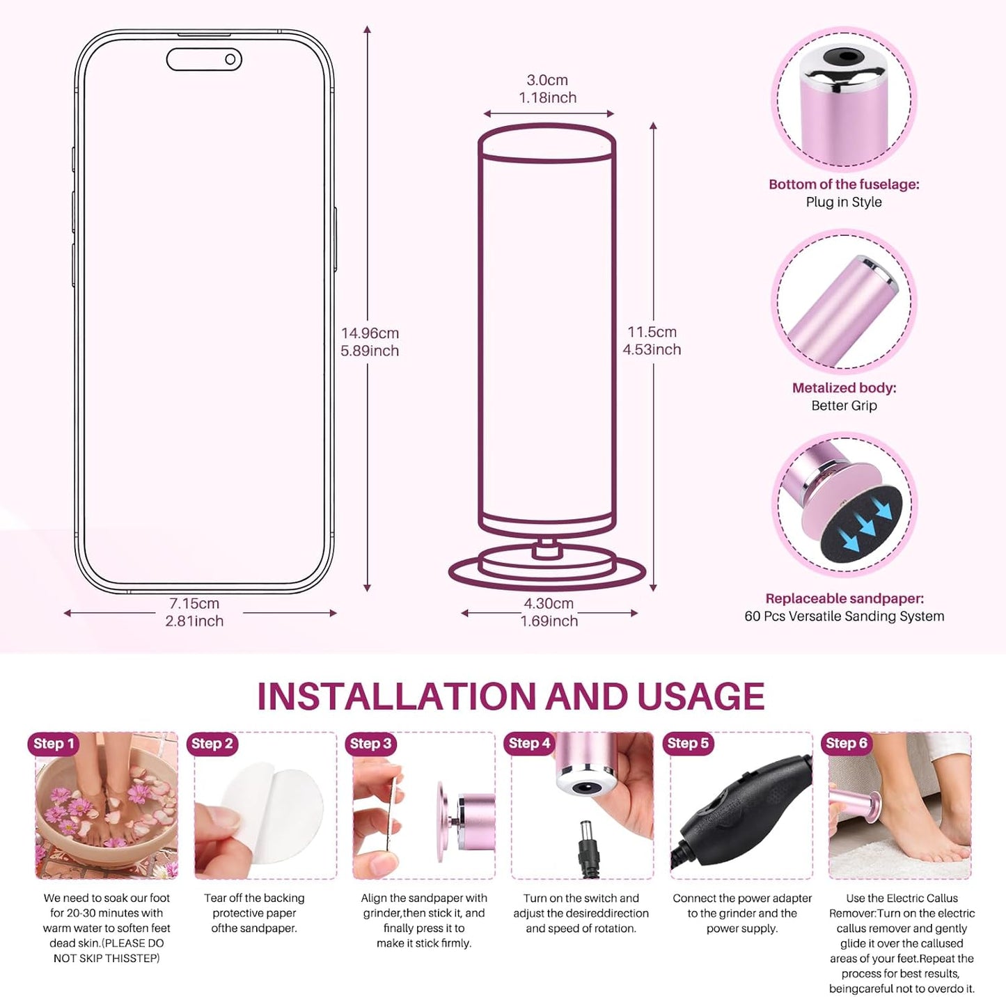 LIONVISON Electric Foot Callus Remover