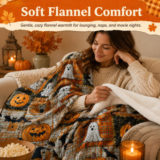 LAST DAY SALE 40%🏆Halloween Patchwork Flannel Blanket