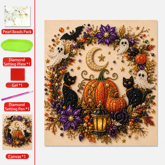 Last Day 49% OFF Halloween Pearl Painting Kit – 5D DIY Beaded Art Craft Set with Full Tools  | Spooky Pumpkin, Witch &amp; Black Cat Design  | Festive Wall Decor &amp; Unique Gift for Adults &amp; Teens