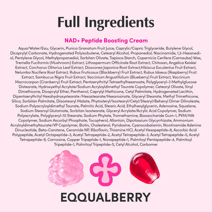 EQQUALBERRY NAD+ Peptide Boosting Cream – NAD+ 5% & 13 Peptides Anti-Aging Korean Skincare Face & Body Cream | Firming & Lifting Pink Neck Cream for Sagging Skin