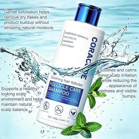 Folliculitis Shampoo for Itchy, Flaky Scalp - Purifying Formula for a Soothed, Balanced Scalp &amp; Oily Scalp Care, Men &amp; Women