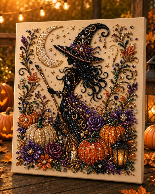 Last Day 49% OFF Halloween Pearl Painting Kit – 5D DIY Beaded Art Craft Set with Full Tools  | Spooky Pumpkin, Witch &amp; Black Cat Design  | Festive Wall Decor &amp; Unique Gift for Adults &amp; Teens