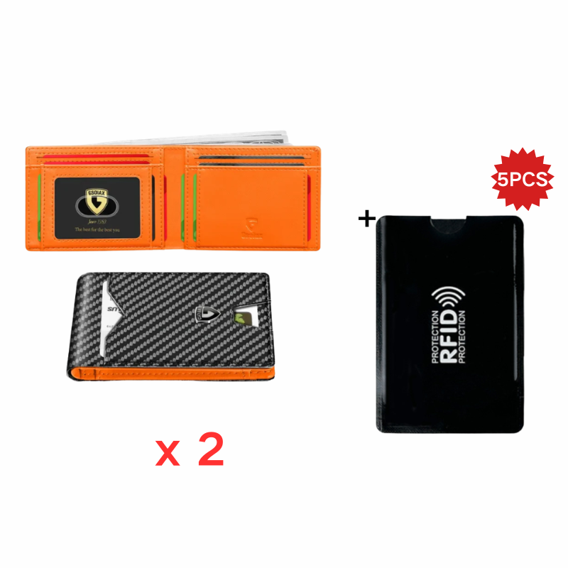 Limited-Time Discount!!🏆RFID-Blocking Leather and Carbon Fiber Credit Card Holder