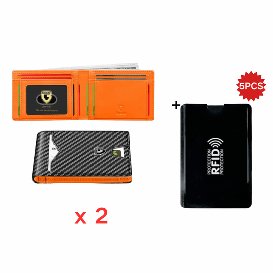 Limited-Time Discount!!🏆RFID-Blocking Leather and Carbon Fiber Credit Card Holder