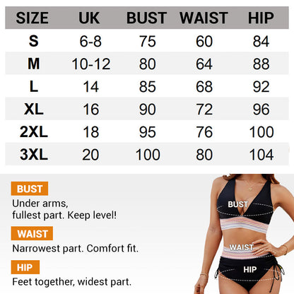 High Waisted Tummy Control Color Block Bikini Sets