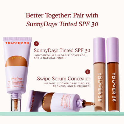 Tower 28 Swipe Serum Concealer Hydrating Medium-Full Coverage Concealer + Under Eye Brightener