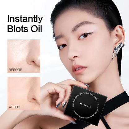 CARSLAN Black Magnet Oil Blotting Setting Sheet With Powder More Control Oil Keep Fresh
