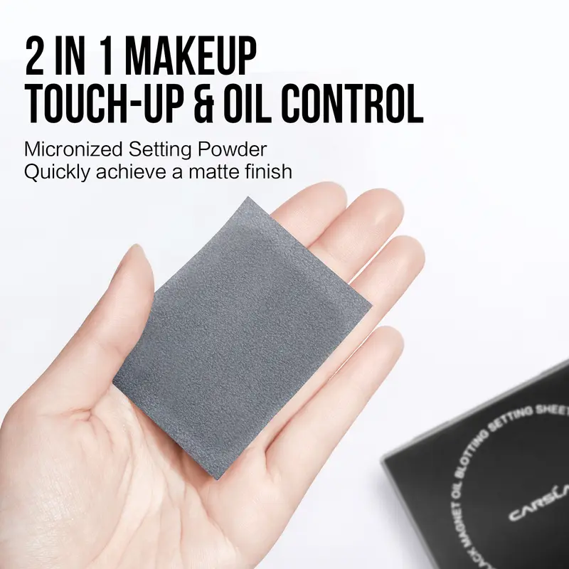 CARSLAN Black Magnet Oil Blotting Setting Sheet With Powder More Control Oil Keep Fresh