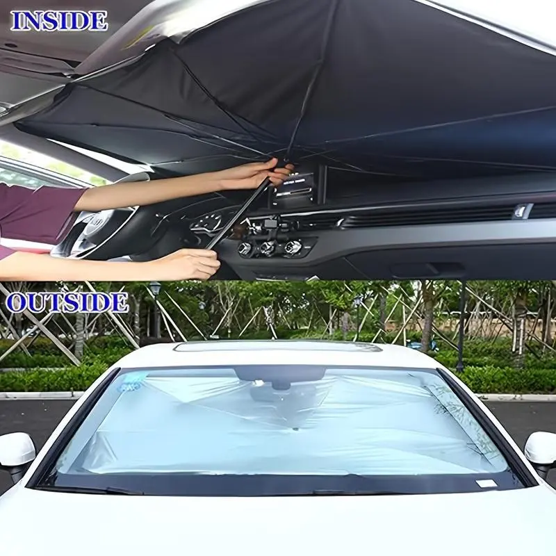 ☀️Car Sunshade – Effective Heat Insulation, UV Block &amp; Easy Foldable Auto Windshield Protector