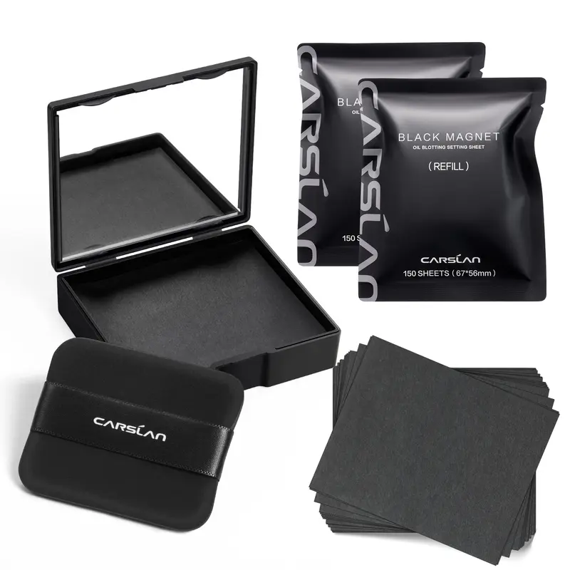CARSLAN Black Magnet Oil Blotting Setting Sheet With Powder More Control Oil Keep Fresh