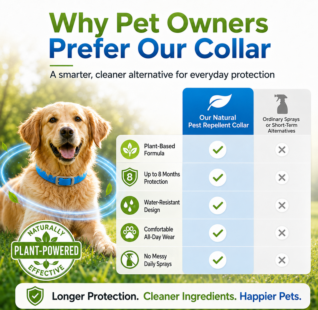 LIMITED TIME 50% OFF!🎁50K+ SOLD!🏆 Natural Essential Oil Pet Pest Repellent Collar - Adjustable Fit &amp; Lightweight