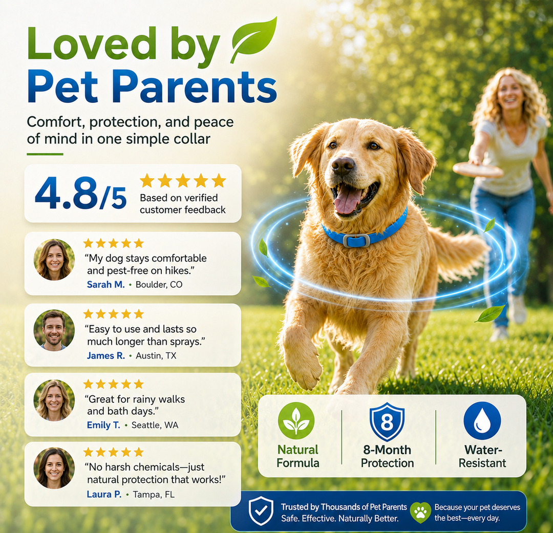 LIMITED TIME 50% OFF!🎁50K+ SOLD!🏆 Natural Essential Oil Pet Pest Repellent Collar - Adjustable Fit &amp; Lightweight