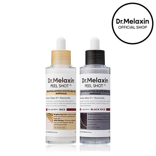 [Dr.Melaxin Officiel] Peel Shot Glow Rice Ampoule Duo - Serummer til lysnende, eksfolierende og fugtgivende hud - Velegnet til alle hudtyper